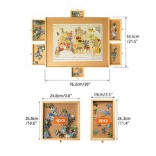 Wooden Jigsaw Puzzle Board Portable Puzzle Storage Table w/ 6 Slid Drawer UK