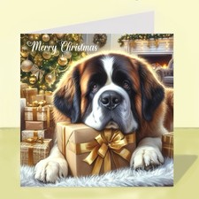 Saint Bernard Dog Christmas Card