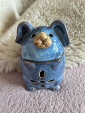 Dog Candle Wax Or Essential Oil melting pot Blue Pottery  Gift Animal