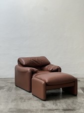 Cassina Maralunga Armchair 1x Design Sofa Leather Brown Cognac Magistretti