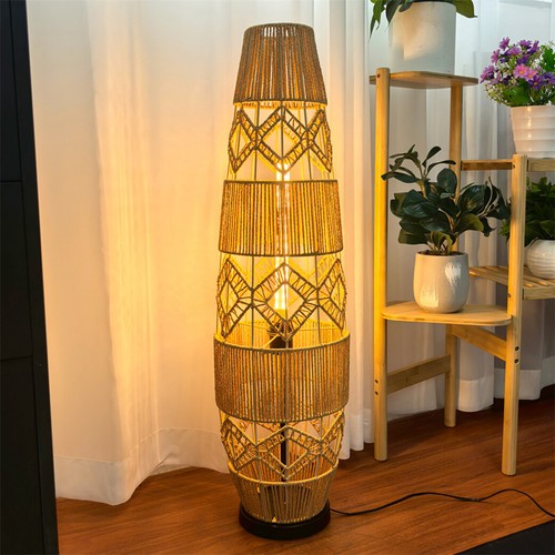 Led floor lamp rattan - lamp,