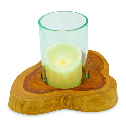 Teak root table lantern - teak, with