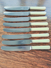 Superb Vintage Set 8 x Faux Bone Handle DINNER KNIVES Walker & Hall Sheffield