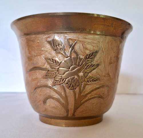 Vintage brass enamel plant - vintage,