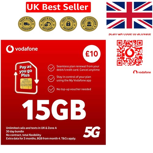 Day vodafone payg sim 7gb - 30-day,