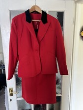 Vintage Zandra Rhodes 1980s Red Skirt Suit. Size 12