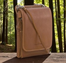 Gianni Conti Italian Small Leather Phone Organiser Crossbody Bag Tan 585513 New