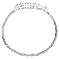 Silver Diamante Chain Waist