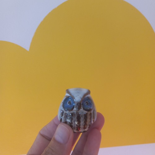 Small studio pottery owl - pottery,