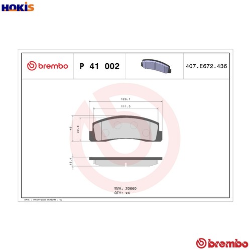 Brake pad set disc - brake, p