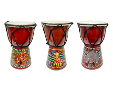Djembe Drums Musical Instrument Hand Made Fair Trade Dot Painted Tiger Giraffe