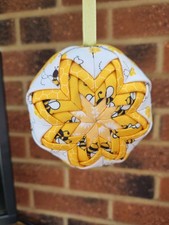 Bumble Bee Quilted Fabric decoration Ball/Bauble Handmade
