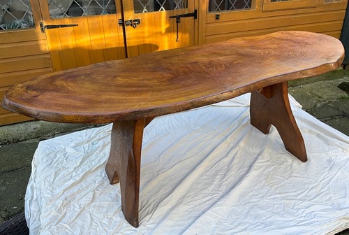 Natural elm slab coffee table - elm,