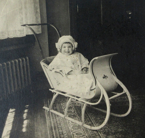 Antique sleigh pram cute baby - sleigh,