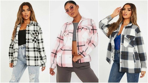 Womens check fleece casual - womens,
