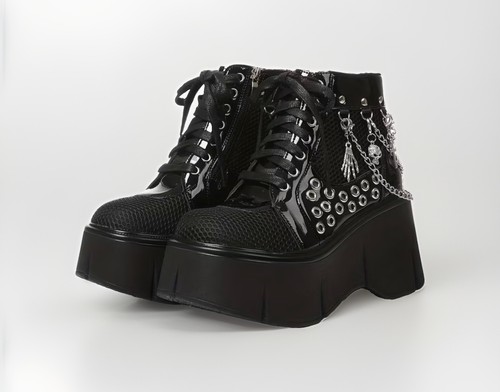 Black platform goth boots with - platform,