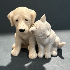 Vintage Fountasia Sculpture Cupids Friends Cat Dog Stone Figure 90249