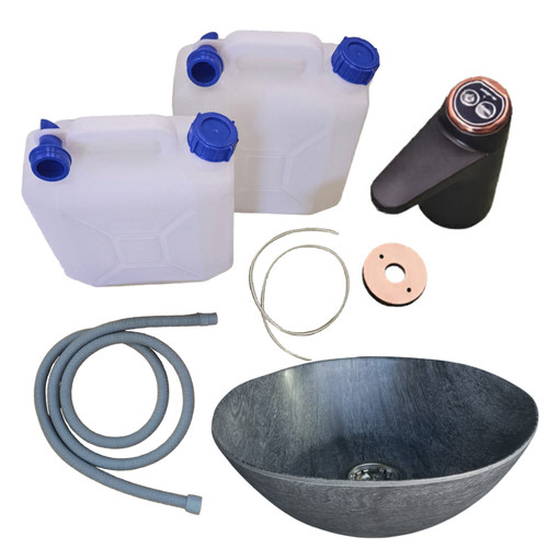 Grey wood campervan sink - campervan, kit