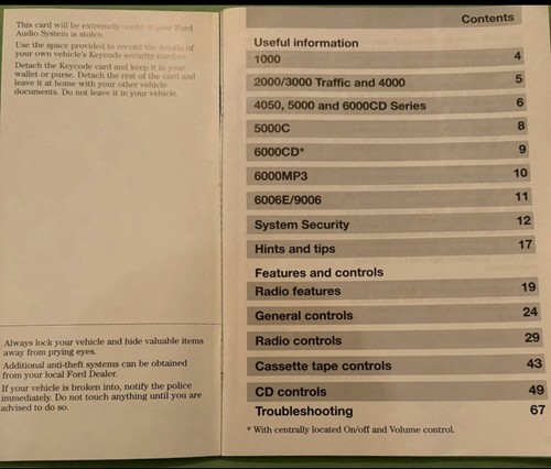 Ford radio cassette - cassette, cd