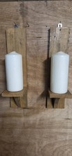 Pair Of Handmade Wooden Wall Sconces