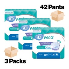 42 iD Pants Plus Medium - 3 Packs of 14 - Unisex Incontinence Pull up Pants
