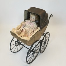 Vintage miniature pram baby - miniature,
