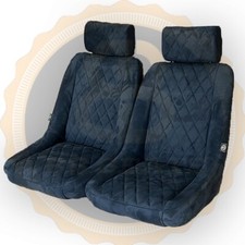 Pair BB1 Clubsport Suede Quilted Diamond Stitch Bucket Seats Headrests & Runners