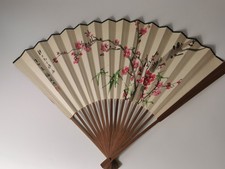 vintage Chinese ink calligraphy and watercolour painted fan