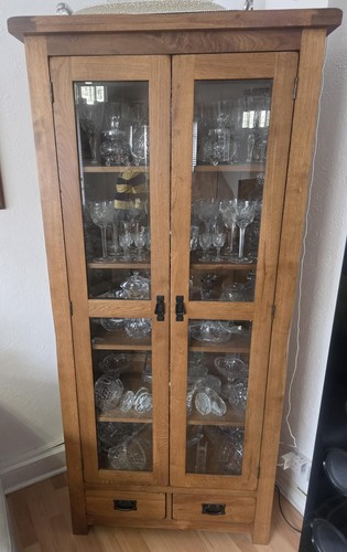Oak glazed display cabinet - oak,