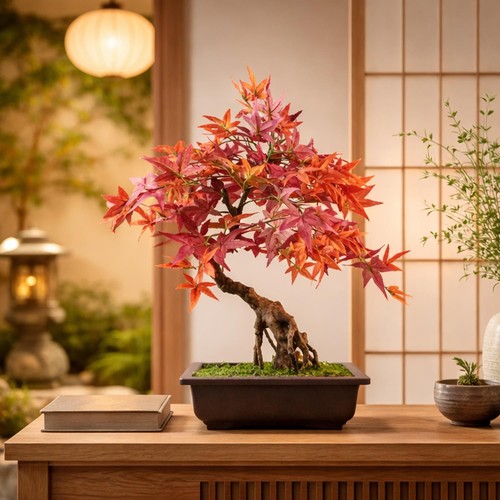 Artificial red maple bonsai - artificial,