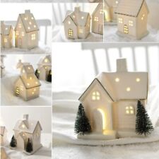 LED Light Up Christmas Village Houses Ceramic Tabletop Ornaments  Winter Decor