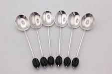 Sterling Silver Set of six Coffee Bean Spoons Birmingham 1956-63 original case
