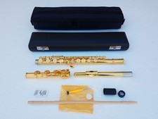 24k Gold-Plated Flute 17 Open Hole French Point Key Embouchure Hole Engraving