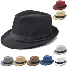Mens Fedora Hat Trilby Summer Beach Sun Straw Hats Men Womens Panama Cap Brim UK