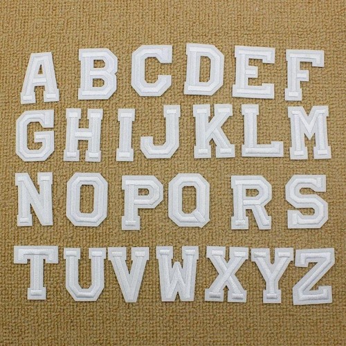 White letter patch patches sew - white,