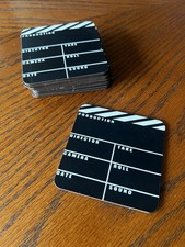 Film Themed Coffee Coasters (10 Pack) Clapper Board Design Drinks Coasters