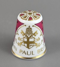 Spode Thimble 'Pope John Paul Britain 1982' in Gilt to Rim. Collectible Vintage.