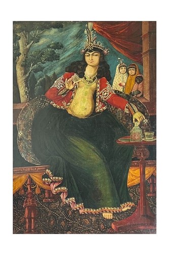 Large qajar female portrait - large,