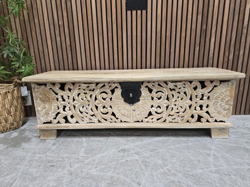 Carved white washed mango - carved,