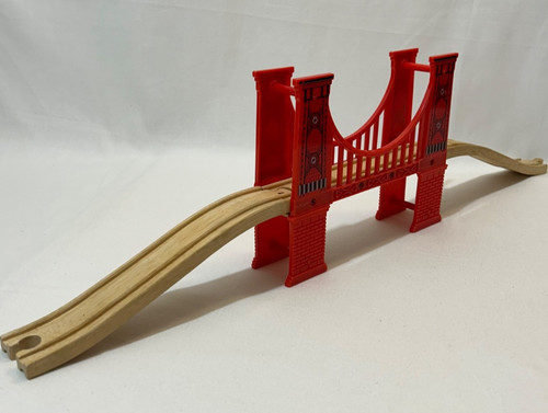 Wooden red train track - wooden, bridge