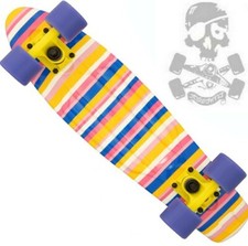 D-STREET  Cruiser Complete Skateboard - Multi Coloured Stripes  27” x 6.9”