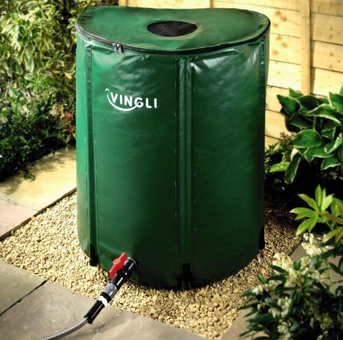 Collapsible green rain barrel - collapsible,