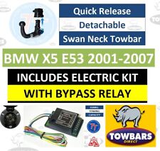 Detachable Swan Neck Towbar for BMW X5 (E53) 2001 to 2007 including Bypass Relay