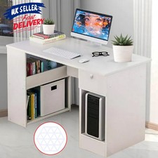 Computer Desk H Shaped PC Laptop Gaming Table W/ Book Shelves Bookcase UK