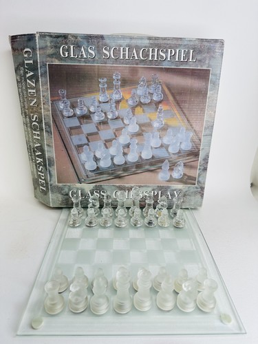 Glass chess set board - set, game