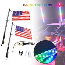 2X 3ft RGB LED Whip Lights