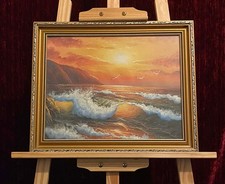 Vintage oil painting Sunset