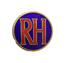 VTG BADGE 'RH' By L SIMPSON RUSTON HORNSBY? RAILWAY LOCOMOTIVE HUNT SUPPORTER?