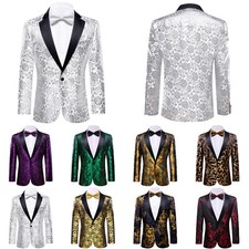 Mens Floral Tuxedo Dinner Jacket Regular Fit Shawl Lapel Paisley Prom Party Suit