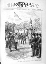 Original Old Antique Print 1883 Prince Wales Count Gleichen Statue Woolwich